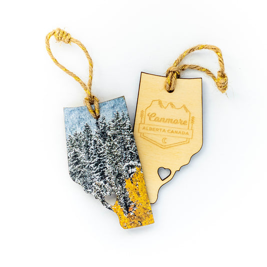 Alberta Wooden Holiday Ornament Canmore Alberta Canada Snowy Aspens
