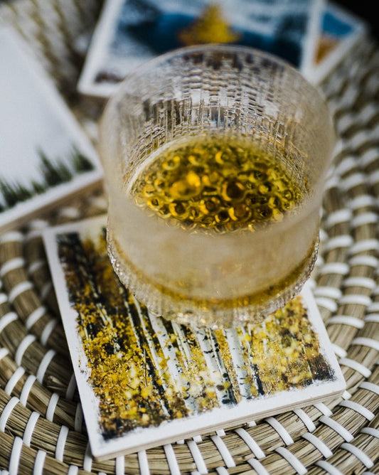 Autumn Aspens Birch Wood Photo Coaster