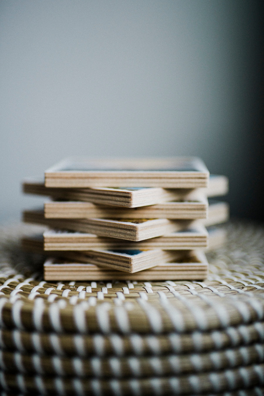 Posavasos Foto de madera de abedul de álamos otoñales