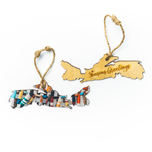 Nova Scotia Wooden Holiday Ornament <br>Seasons Greetings <br> Buoys