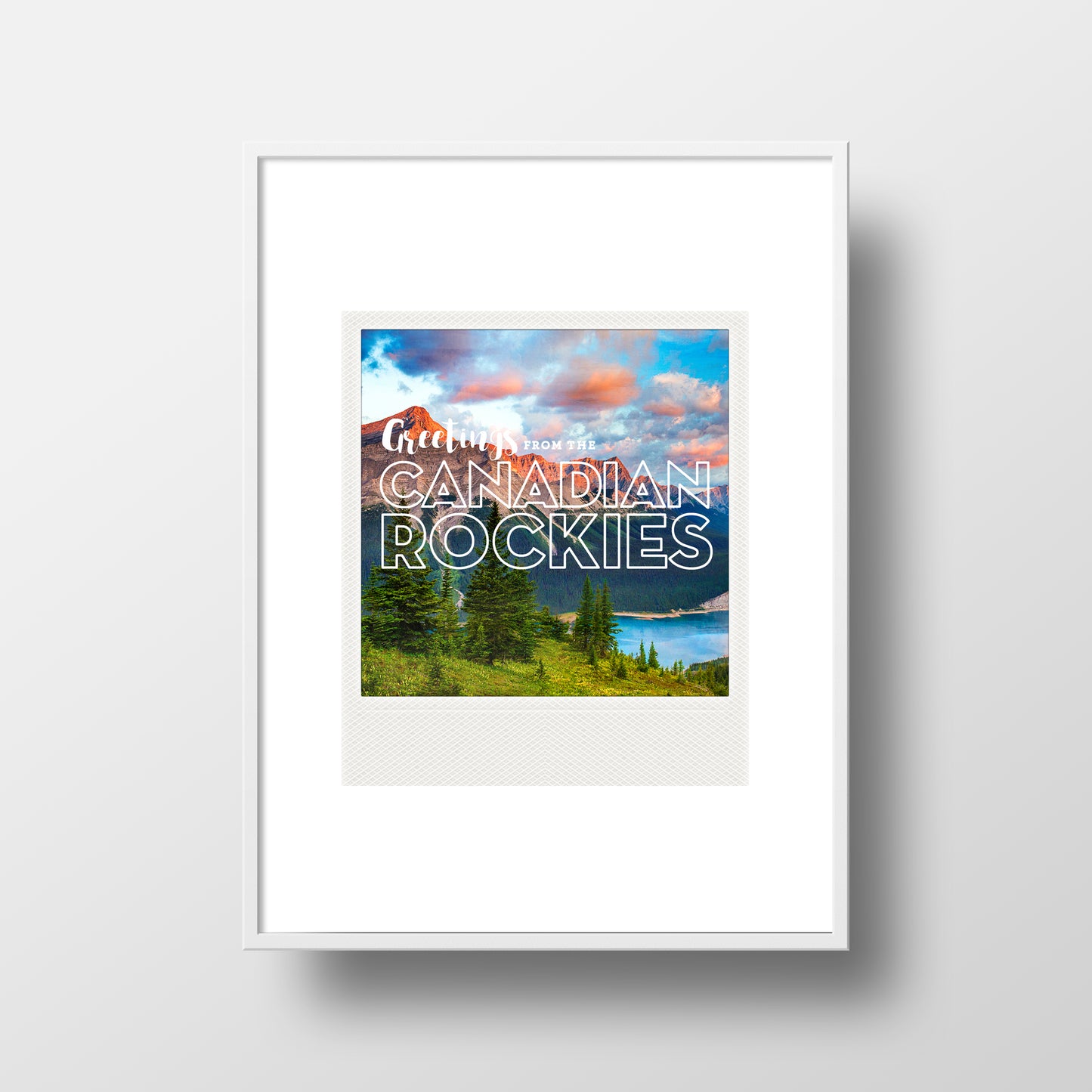 Imán Polaroid metálico<br> Saludos desde las Montañas Rocosas canadienses.<br> País Kananaskis