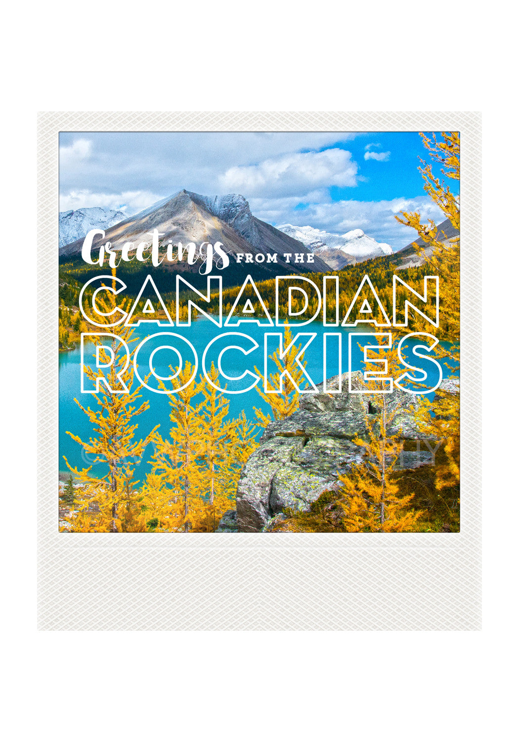 Imán Polaroid metálico<br> Saludos desde las Montañas Rocosas canadienses.