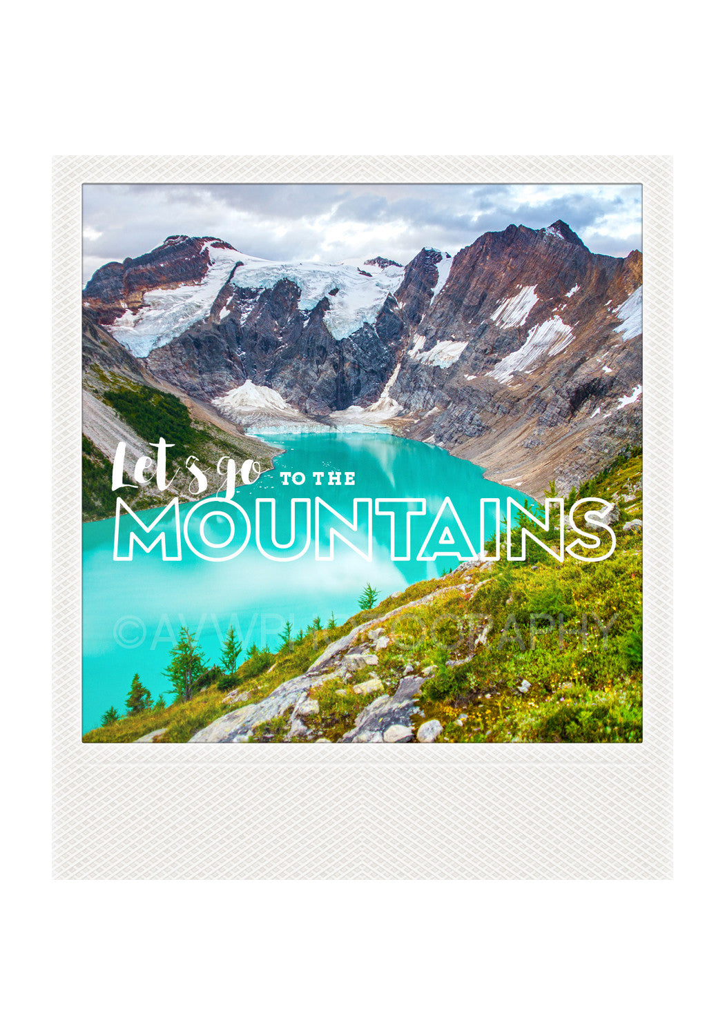 Imán Polaroid metálico<br> Vamos a las montañas // Lago alpino