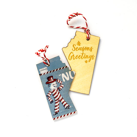 Manitoba Wooden Holiday Ornament <br> Seasons Greetings <br> Winnipeg Nutty Club