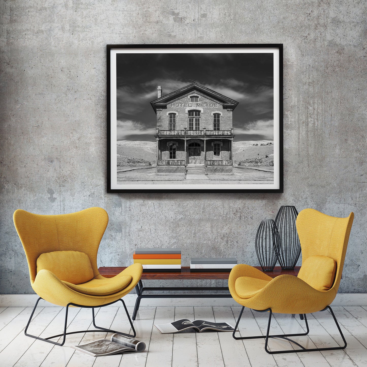 Colección Kuva<br> Hotel histórico Meade<br> Ciudad fantasma de Bannack Montana<br> Impresión en blanco y negro de archivo de lanzamiento limitado