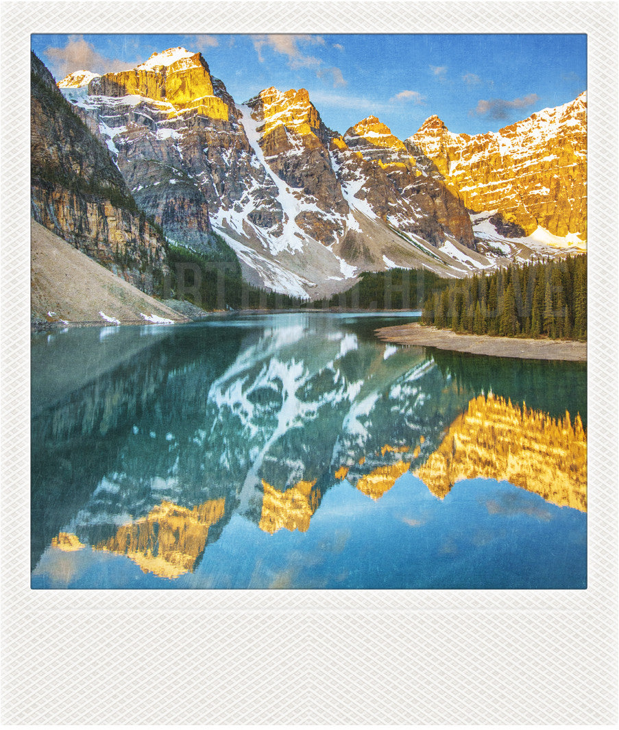 Imán Polaroid metálico<br> Paisajes de montaña de Alberta