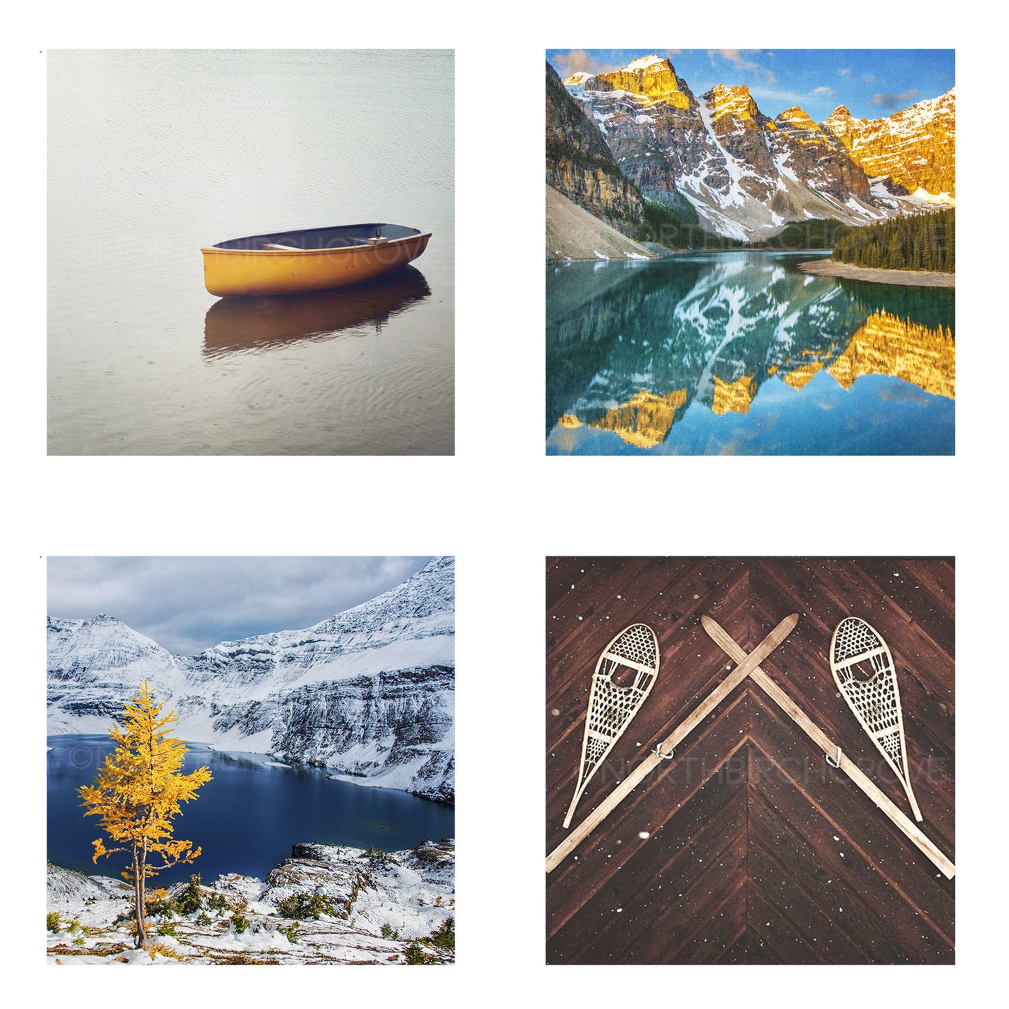 Metallic Mini Magnet Set of 4 <br> Rustic Mountain Moments No. 3