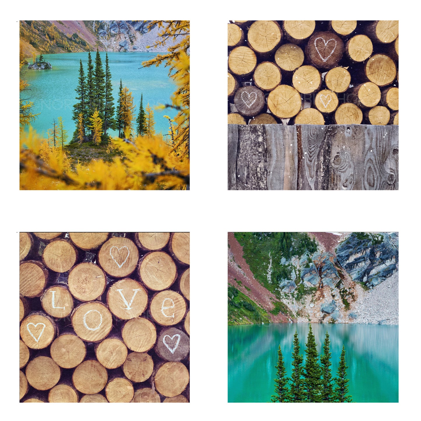 Metallic Mini Magnet Set of 4 <br> Rustic Mountain Moments No. 4