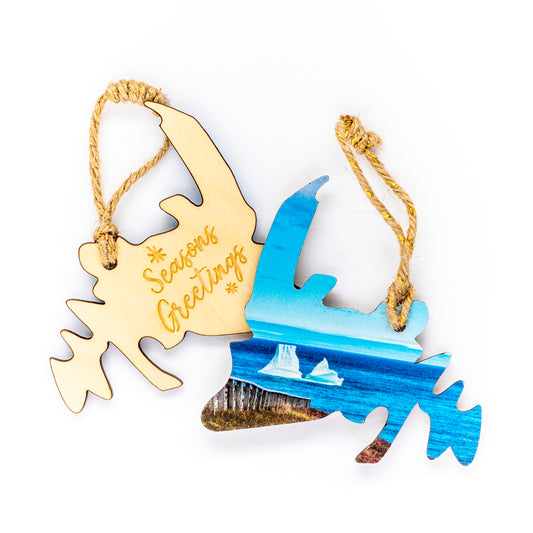 Newfoundland Wooden Holiday Ornament <br>Seasons Greetings <br>Cape Spear