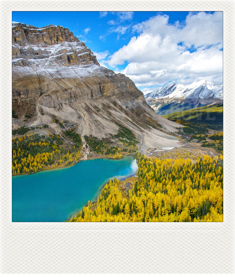 Imán Polaroid metálico<br> Paisajes de montaña de Alberta