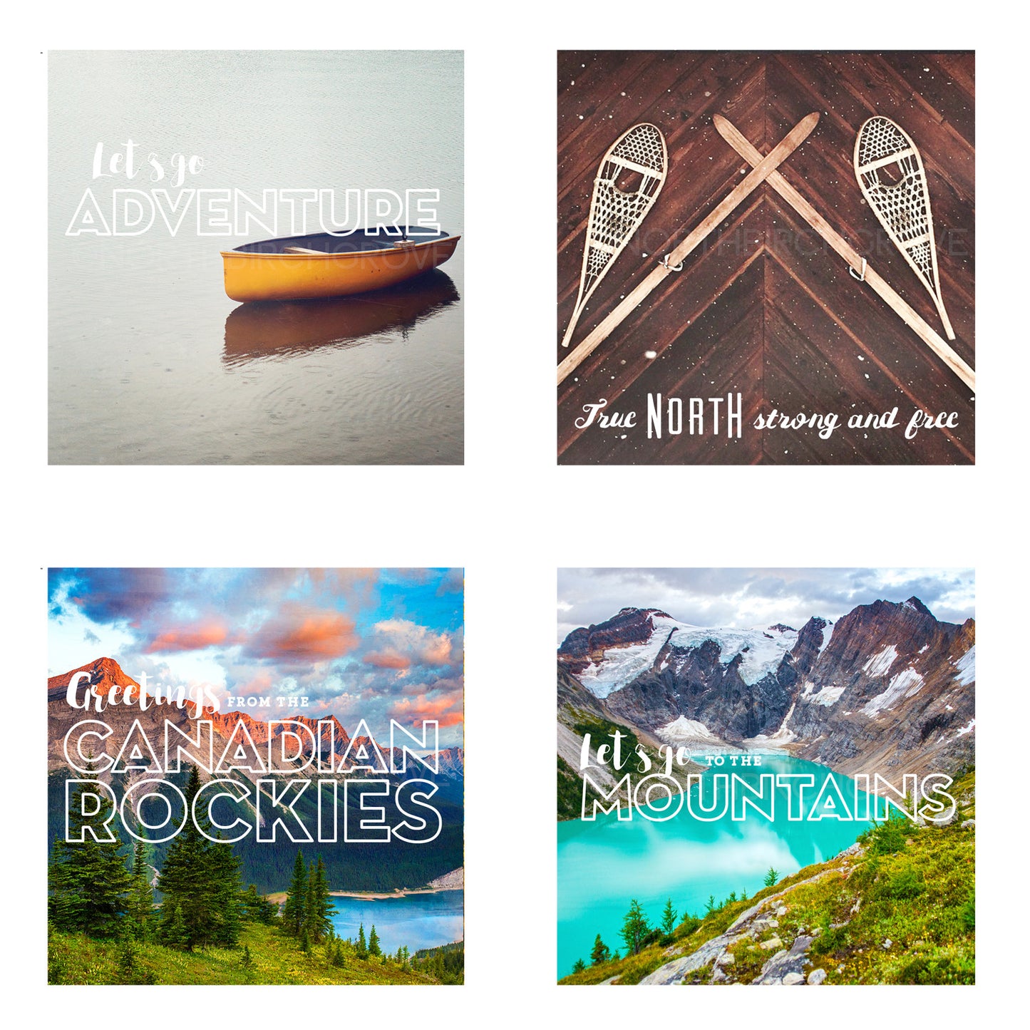 Metallic Mini Magnet Set of 4 <br> Postcard Inspired Mountain Scenes No. 3