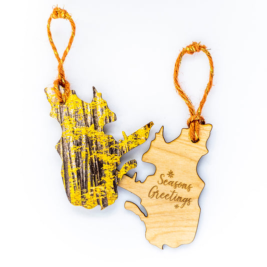 Quebec Wooden Holiday Ornament Seasons Greetings Sugar Maples