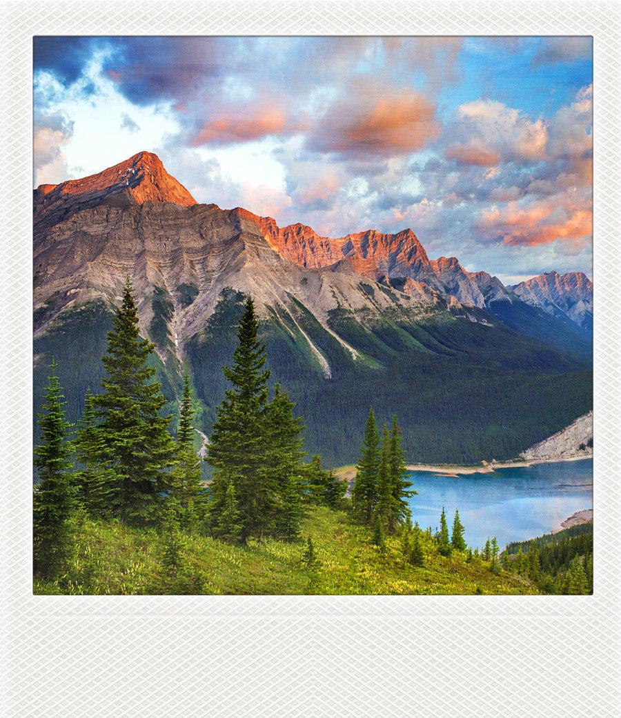 Imán Polaroid metálico<br> Paisajes de montaña de Alberta