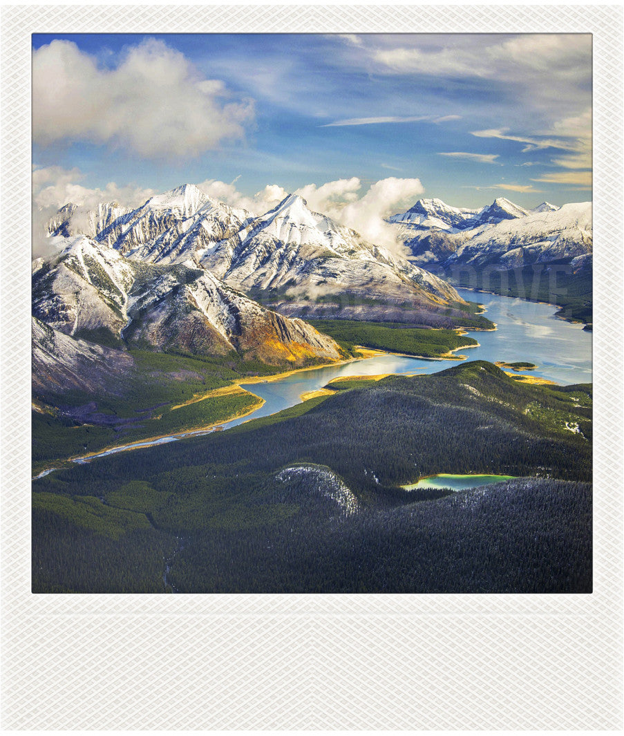 Imán Polaroid metálico<br> Paisajes de montaña de Alberta