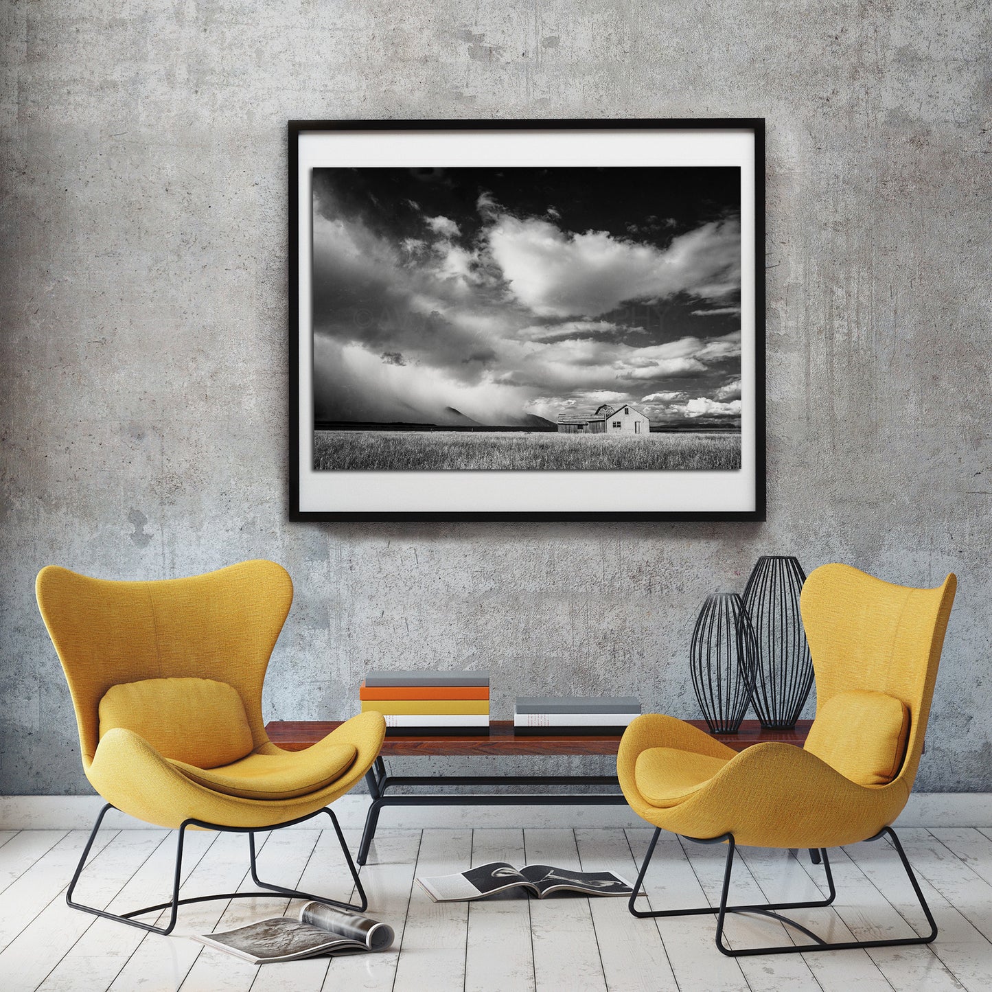 Colección Kuva<br> Tormenta llegando<br> Grand Teton Wyoming<br> Impresión de bellas artes en blanco y negro de archivo de lanzamiento limitado