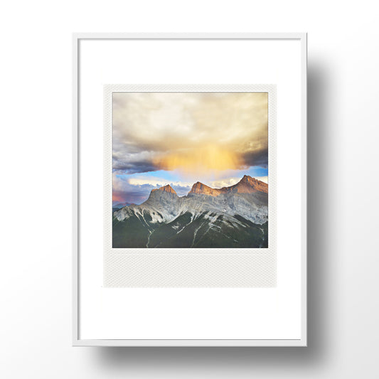 Metallic Polaroid Magnet <br> 3-Sisters Mountains Canmore