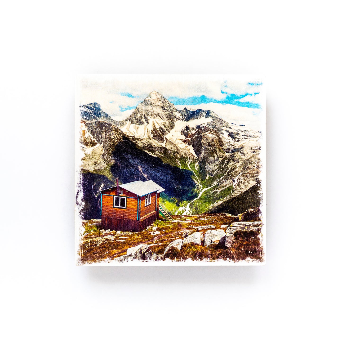 Mountainside Cabin British Columbia Birch Wood Photo Coaster