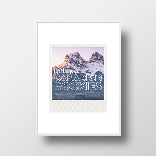 Imán Polaroid metálico<br> Saludos desde las Montañas Rocosas canadienses.<br> Canmore