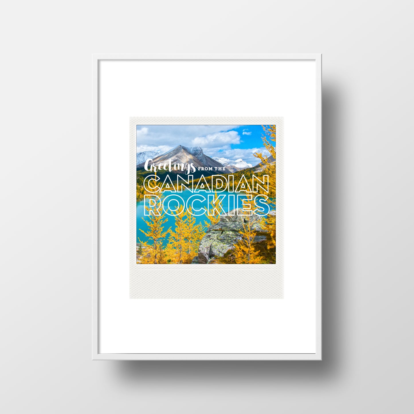 Imán Polaroid metálico<br> Saludos desde las Montañas Rocosas canadienses. 
