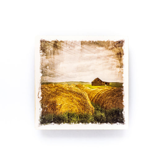 Hay Bales & Farm Birch Wood Photo Coaster