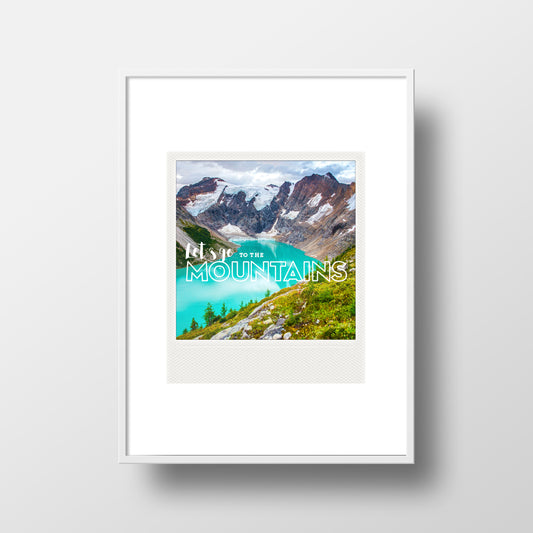 Metallic Polaroid Magnet <br>Let's Go to the Mountains // Alpine Lake