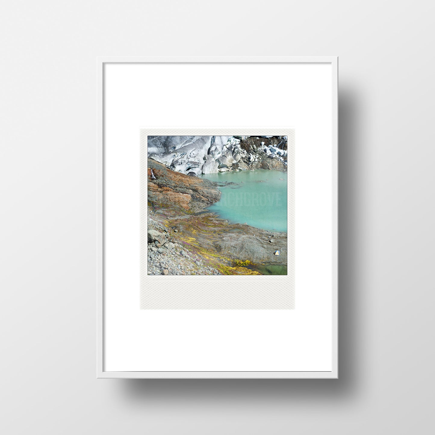 Discontinued <br> Metallic Polaroid Magnet <br>Glacier + Lake in B.C