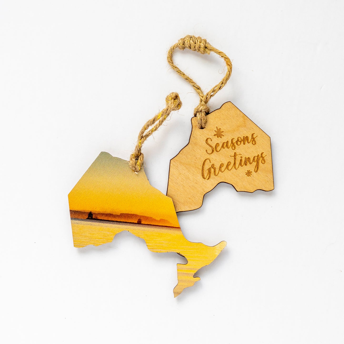 Ontario Wooden Holiday Ornament <br> Seasons Greetings <br> Sunrise on the Great Lakes