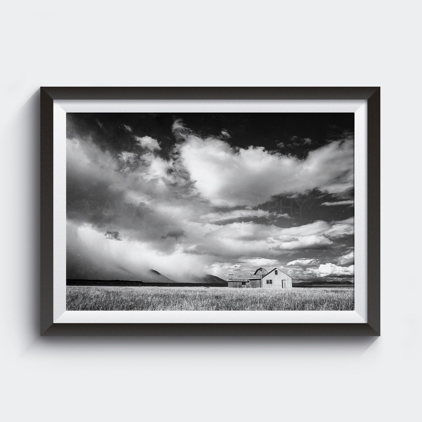 Colección Kuva<br> Tormenta llegando<br> Grand Teton Wyoming<br> Impresión de bellas artes en blanco y negro de archivo de lanzamiento limitado