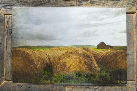 110 16x24" Sample Print <br> Haybales in Storm <br> Archival Metallic Fine Art Chromogenic Print