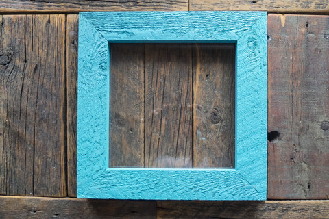 156 Inventory Clearance<br>Raw Cedar Frame w Glass <br> Blue