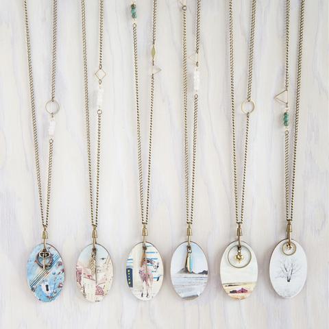 Wooden Photo Gemstone Pendant