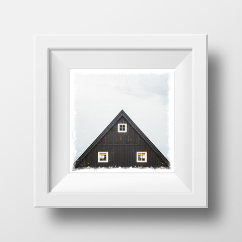 SALE 5x5" Fine Art Print <br>A-Frame Cabin in Iceland<br> Metallic Finish