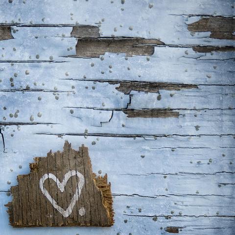 Discontinued Sizes 5" + 10" <br>Tiny Heart on Blue Wall<br> Archival Fine Art Chromogenic Print