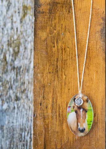 Wooden Photo Pendant <br>Colt + Farmstead <br> Alberta Wild Rose Charm <br>