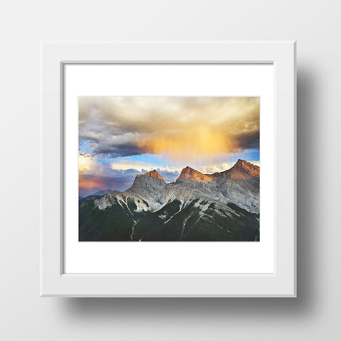 12x12" SALE Metallic Print <br>Three Sisters Mountains <br>  Canmore Alberta