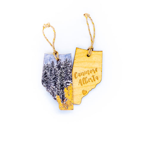 CLEARANCE <br> Alberta Wooden Holiday Ornament <br> Canmore <br>Aspens in Snow