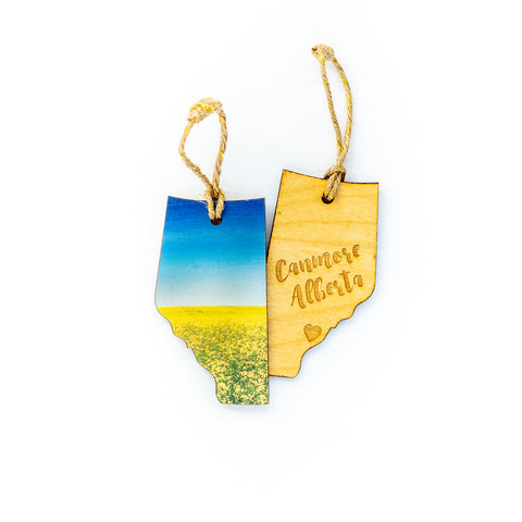 CLEARANCE <br> Alberta Wooden Holiday Ornament <br> Canmore <br> Canola in Bloom